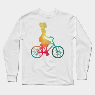 Rainbow girl on a bike Long Sleeve T-Shirt